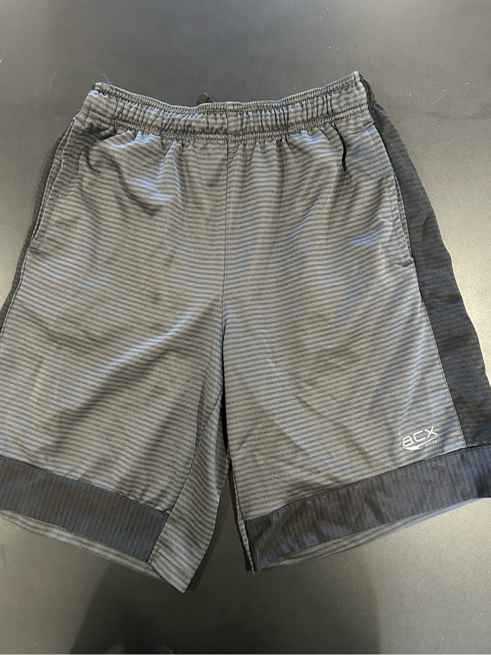 ACX Men's Gray & Black Striped Athletic Shorts